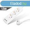 Eloszt 3-as - 3 x 1,5 mm - 1,5 m - 2 x USB-vel