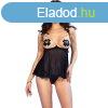 CHILIROSE - rzki fekete babydoll szett XL mretben