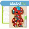 3D Fa Robot Puzzle Bnusz Tollal #piros
