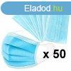 Szjmaszk, orvosi szjmaszk, 3 rteg, kk szn, 50 db-os c
