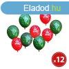 Lufi szett - piros-zld, karcsonyi motvumokkal - 12 db / c