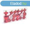 Karcsonyfadsz szett - piros cukor - 10 x 3,6 cm - 6 db / s
