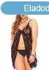  Rose Lace Babydoll Black Plus Size 