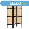 Paravn, 3 rszes, fa - rattan, fekete - bzs - APACHE - But