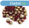 Cseh prselt goly gyngy - Siam Amber - 4mm
