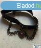 Choker nyaklnc fekete brbl, fm szvvel, lncokkal