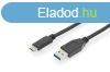 Assmann USB Type-C connection cable, type C to A 1m Black