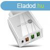 Gyorstlt fej, max 36W;3USB port; Power Delivery, fehr