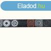 Fekete-ezst-piros bordr B10053-45