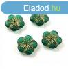 Cseh prselt virg gyngy - Emerald Gold - 14mm