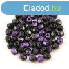 Cseh csiszolt goly gyngy - Jet Violet Rutil - 3mm