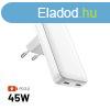 FIXED Slim Traveller 2xUSB-C utazsi tlt vilgadapter GaN 