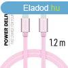 Adatkbel Swissten textil s USB-C + Lightning konnektorral 