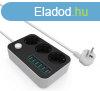 COLORWAY HOSSZABBITO KABEL CW 3X EURO ALJZAT, 6X USB FEKETE 