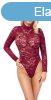 Cottelli - transparent lace body in burgundy XL