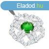925 ezst szett - medl s flbeval, csillog virg zld k