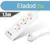 Eloszt 3-as - 3 x 1,5 mm - 1,5 m - 2 x USB-vel