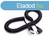 Adatkbel (microUSB, 300cm, spirlkbel) FEKETE