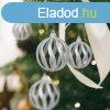 Karcsonyfadsz szett - glitteres ezst gmbdsz - 7 cm - 6 