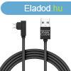 Adatkbel - MicroUSB, Gamer 90-os kialakts, fekete - 2 m 