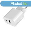 Gembird 2-Port Universal USB Charger A+C 2.4A White