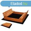 Gyerek fa homokoz fedvel s padokkal Baby Mix 120x120 cm