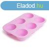 Szilikon muffinst-forma - 6 adagos, 5 / 7 cm tmr, rzsa