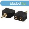 Sztere Audio Adapter 3.5 mm-es Dugasz - 2 db 3.5 mm-es Aljz