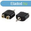 Sztere Audio Adapter 3.5 mm-es Dugasz - 2x RCA Aljzat Feket